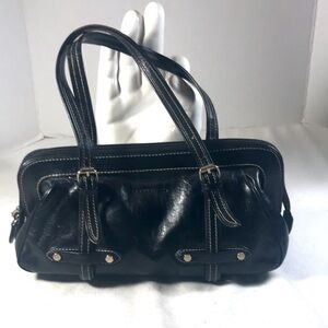 Marco Polo Italy Women’s Elegant Black Long Leather Adjustable Shoulder Handbag